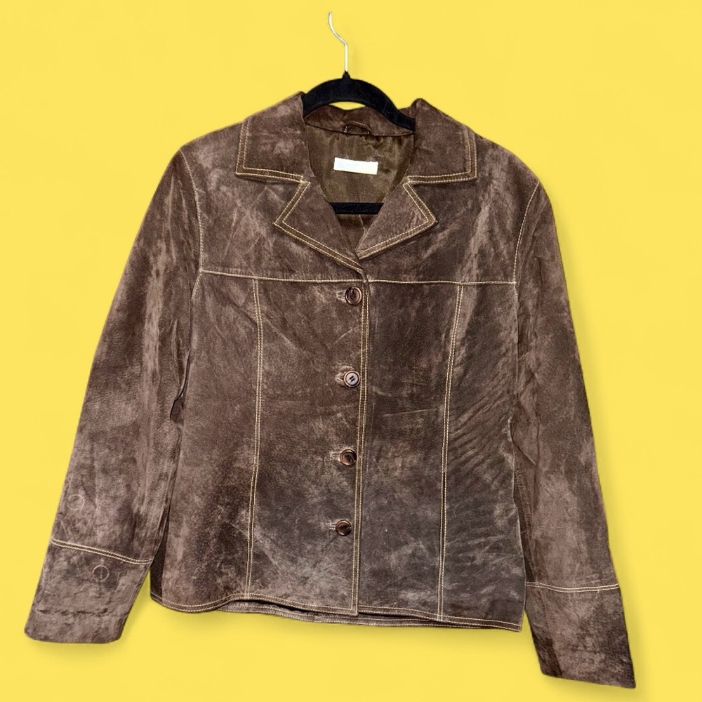 EUC Promod Dark Brown Leather Jacket